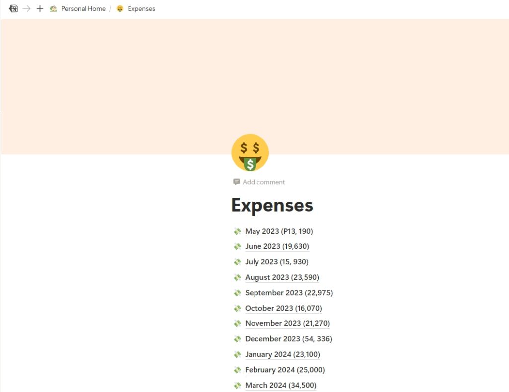 expense tracker notion