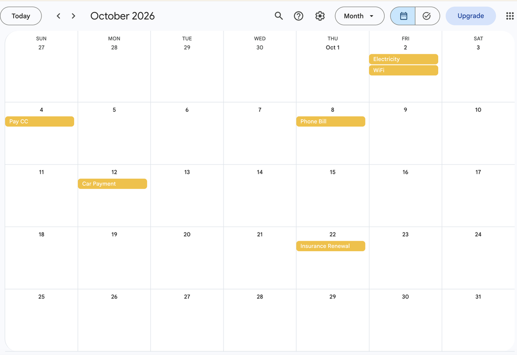 bills reminder - budgeting