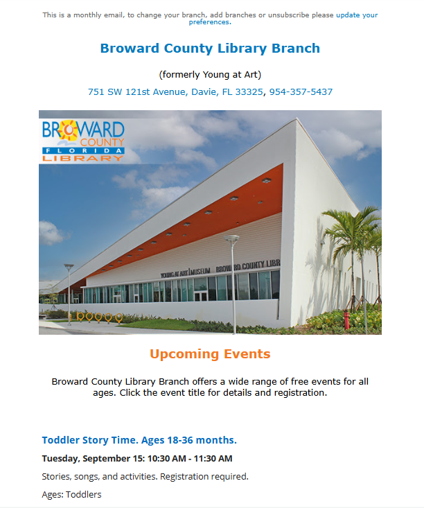 subscribing to local library's newsletter